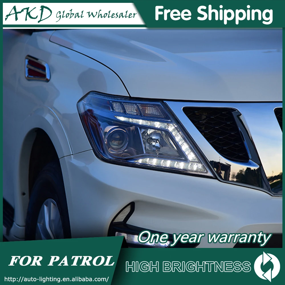 Фары для автомобиля Nissan Patrol Y62 2010- DRL дневные ходовые огни головная лампа светодиодный би ксеноновая лампа Противотуманные фары, аксессуары для автомобиля