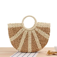large capacity simple hand leisure hand woven summer beach straw bag