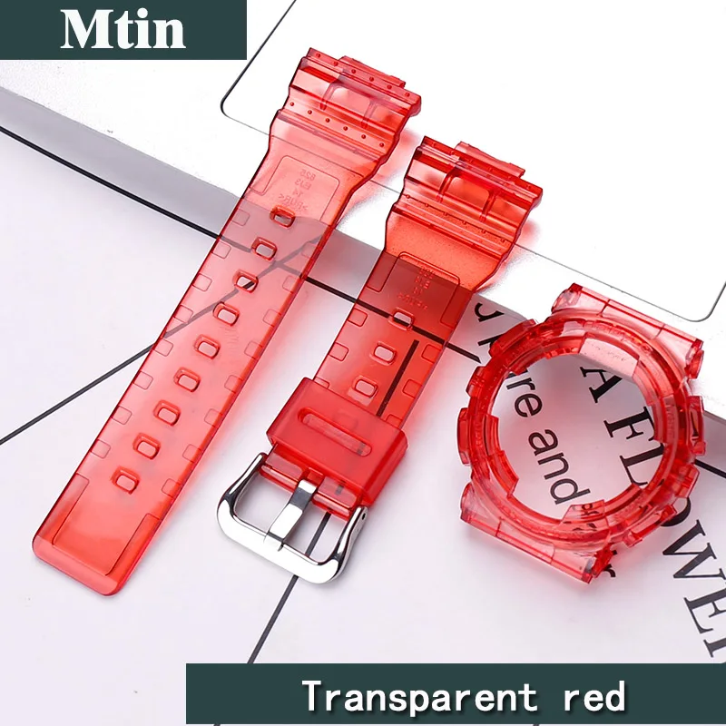 Transparent Color Resin Strap Case Men's Watch Accessories For Casio BABY-G BA110 111 112 120 Sports Wristband Ladies Watch band enlarge
