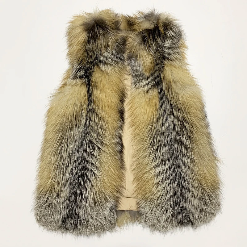 Женский меховой жилет в полоску винно-синем стиле |