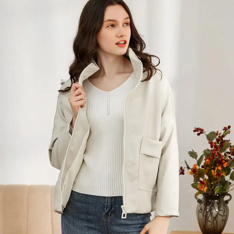 LOMAIYI весна/осень кожаная куртка женское блестящее пальто женские черные/красные