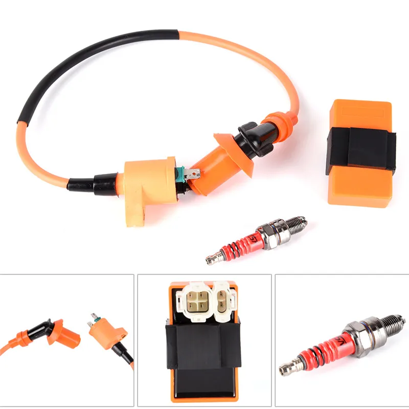 

Racing Ignition Coil CDI + Ignition Coil + Spark Plug For GY6 50cc 125cc 150cc Accessories