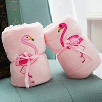 double sided flamingo fleece blanket soft air conditioning flannel blanket bed sheet sleep cover travel blanket