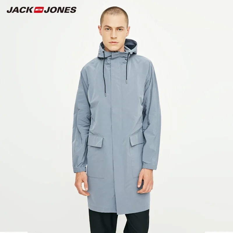 JackJones осенний мужской светильник Тренч Повседневная ветровка с капюшоном куртка 218321543