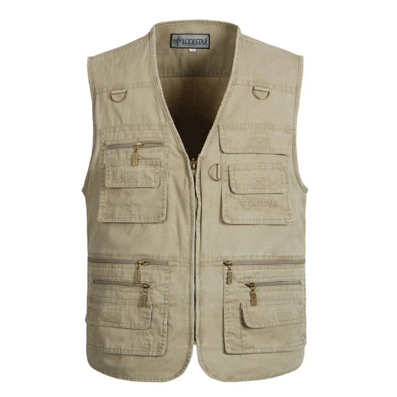 

Plus Size 6XL 7XL Male Casual Summer Cotton Denim Vest Men's Sleeveless Jacket Multi Pocket Photograph Waistcoat chaleco hombre