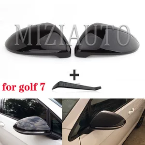for vw for golf 7 mk7 7 5 for gti for touran 2014 2019 side rearview mirror cover caps door wing mirror case cover bright black free global shipping