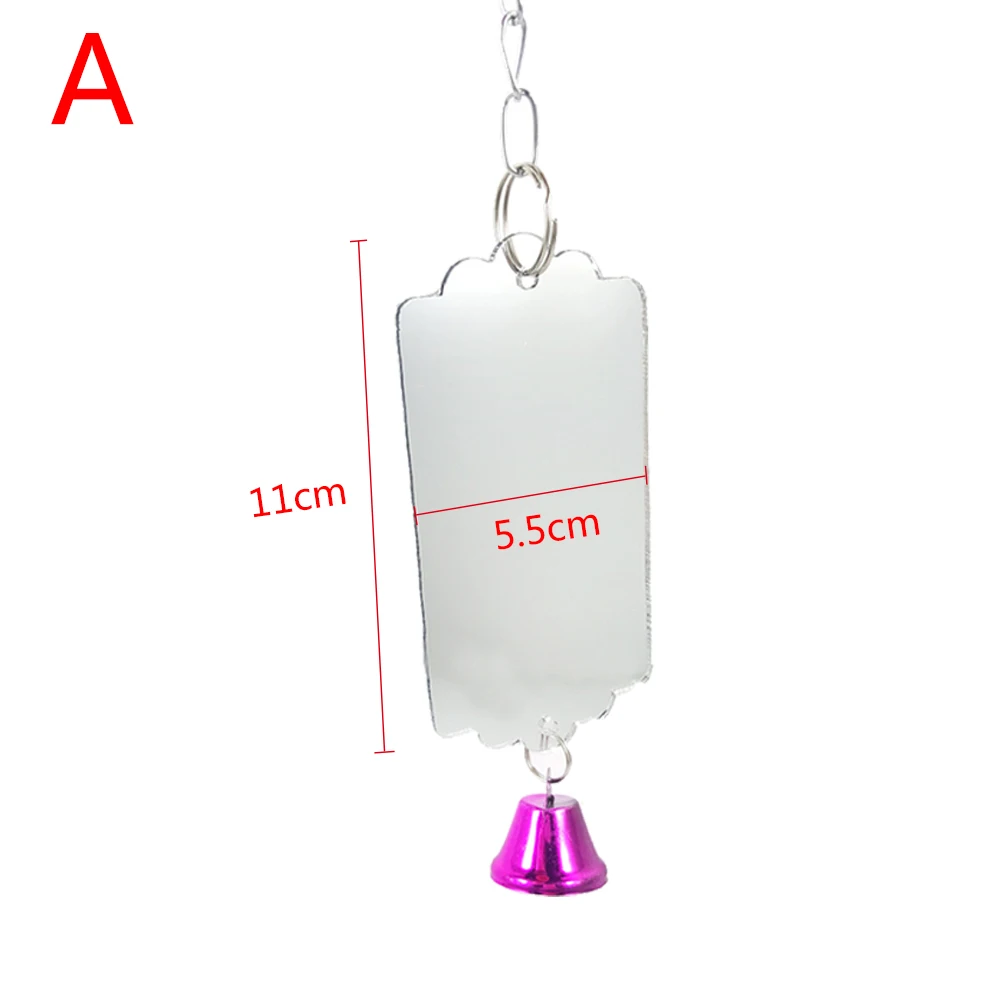 

Bird Toy Mouth Grinding Stone Parrot's Bird Bells Hanging Single Face Mirror For Parrot Cockatiel Budgie Birds Swing Cage Toys