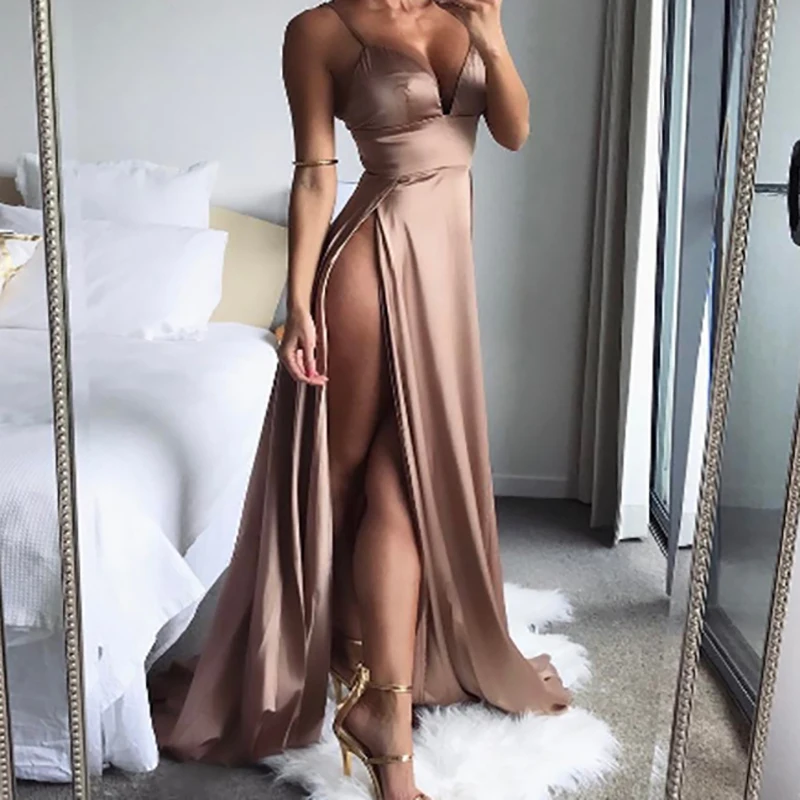 

2021 hot style European and American sexy temperament elegant dress backless slim dress long skirt summer