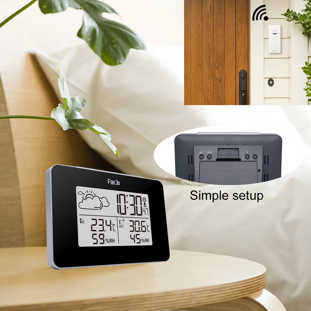 Digital Alarm Clock Weather Station Wireless Sensor Hygrometer Thermometer Electronic LCD Time Desktop Table Clocks | Дом и сад