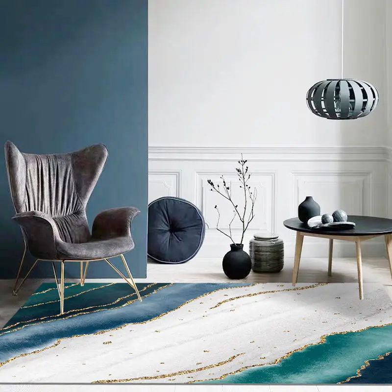 Современный Большой ковер в скандинавском стиле домашний коврик золотисто