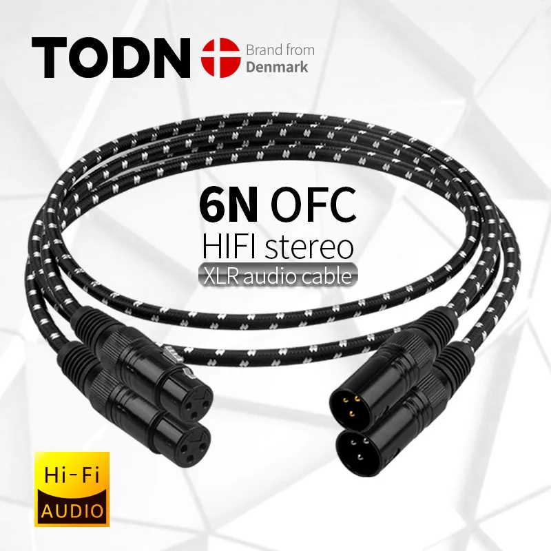 TODN HIFI xlr аудио кабель стерео высокой чистоты 6N OFC Позолоченный штекер-гнездо для