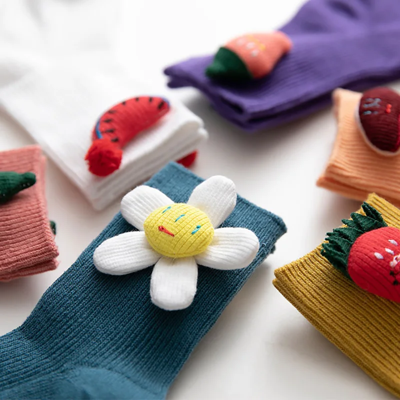 SLKMSWMDJ/милые носки с двойной иглой на осень и зиму Детские хлопковые однотонные