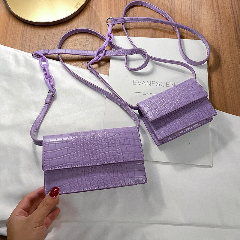

Stone Pattern Mini Solid Color PU Leather Small Flap Bags For Women 2021 Summer Chain Crossbody Shoulder Bags Travel Handbags