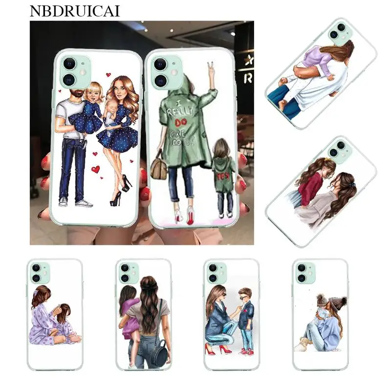

PENGHUWAN Baby Mom Girl Super Mom Dad Newly Arrived Cell Phone Case for iPhone 11 pro XS MAX 8 7 6 6S Plus X 5S SE XR cover