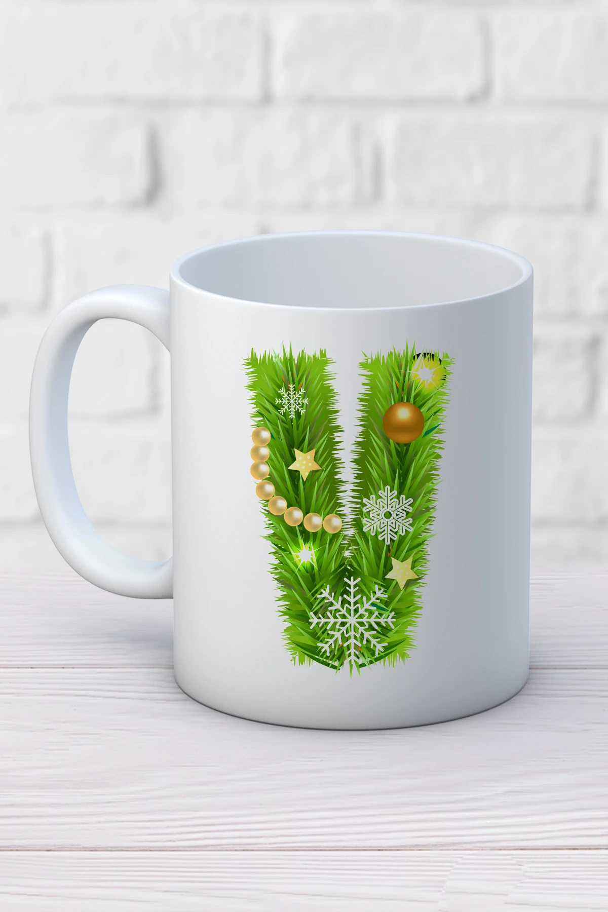 Рождественская специальная белая керамическая кружка с буквами V | Дом и сад