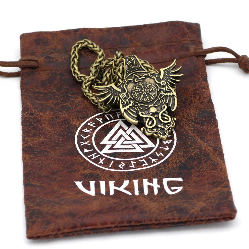 Норвежский викинг Huginn и Muninn valknut Vegvisir Подвеска Ожерелье викингов ювелирные