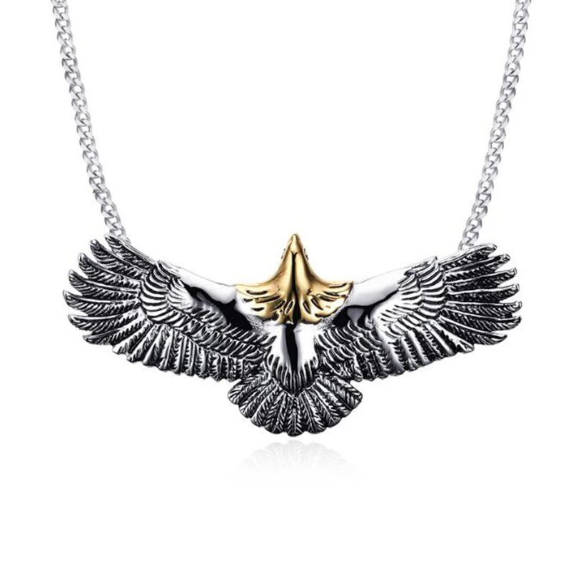 Mens Choker Necklaces Stainless Steel Flying Eagle Hawk Skyhawk Bird Tribal Biker Pendant Necklace Vintage Punk Style Jewelry | Украшения и
