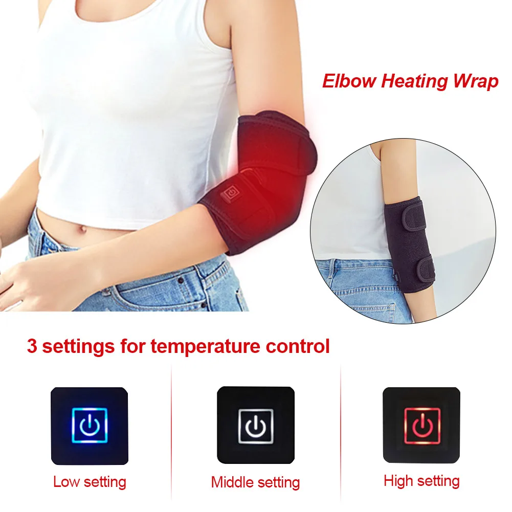 

Elbow Heating Wrap USB Operated Elbow Heated Brace With 3 Temperature Settings For Sprained Elbows Tendonitis Arthritis Fine