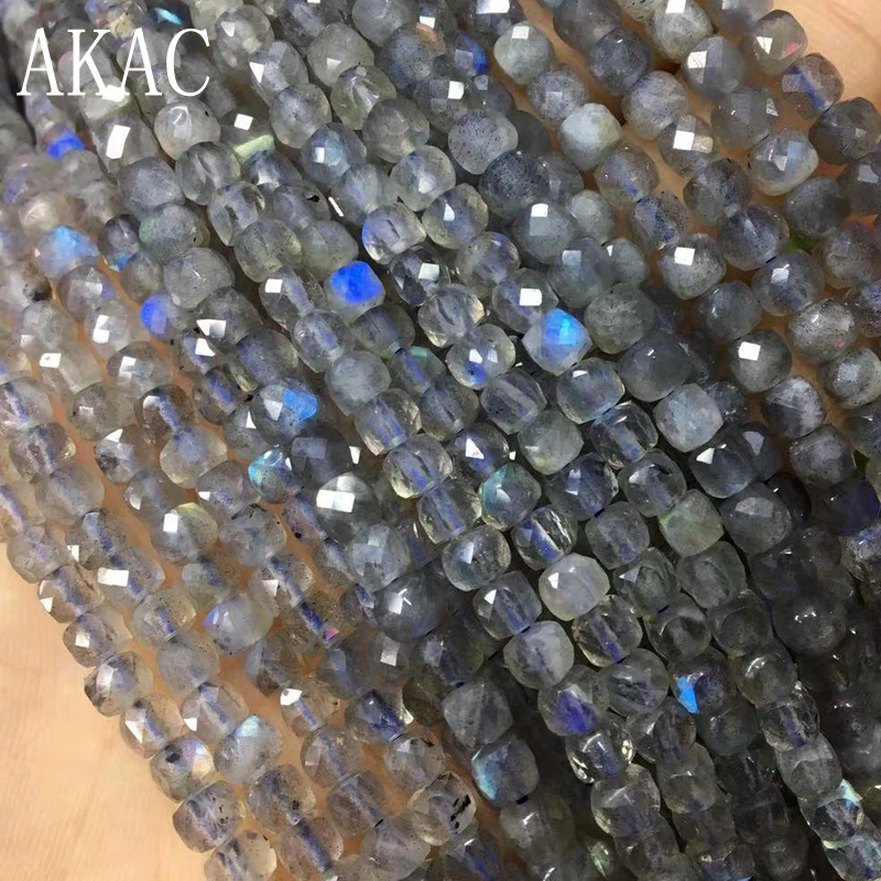 

Approx4*4mm 100% Natural labradorite faceted cube shape loose beads for diy making design