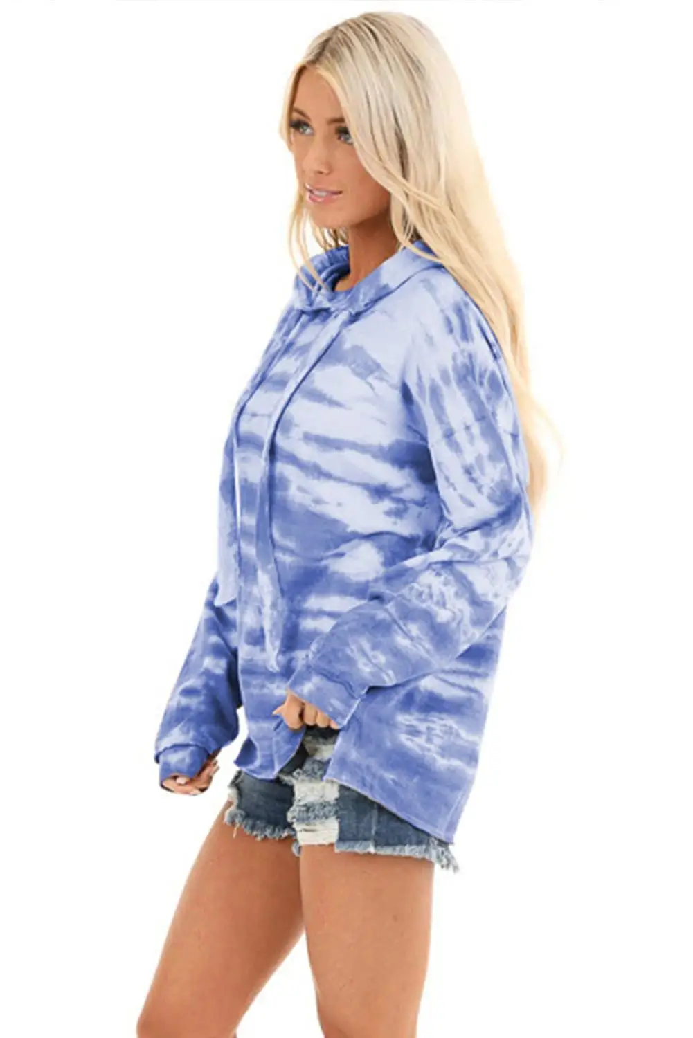 Echoine фиолетовый/небесно-голубой галстук краситель с длинным рукавом Толстовка