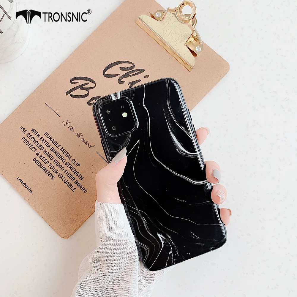 Мраморный чехол для телефона iPhone 11 Pro Max XR X XS MAX, мягкий блестящий черный белый роскошный чехол для iPhone 6s 7 8 Plus, модные чехлы
