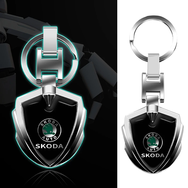 

1pcs New Car styling Car Metal Aluminum Badge Key Ring Key Chain For Skoda Octavia Fabia Kamiq Kapoq Kodiaq Rapid SCALA Superb