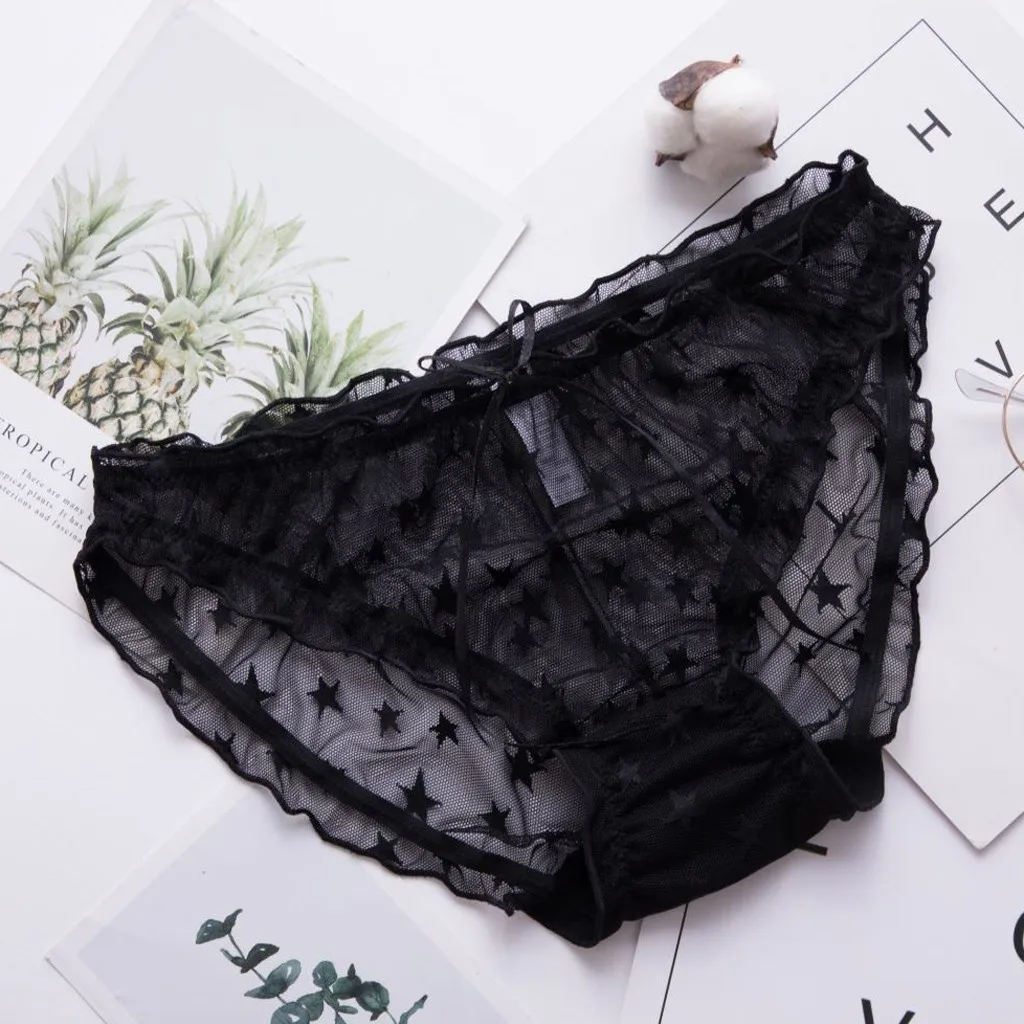 

Women's Panties Bowknot Mesh Sexy Lingerie Transparent Breathable Female Underwear Fashion G-strings Thongs Seamless Underpants