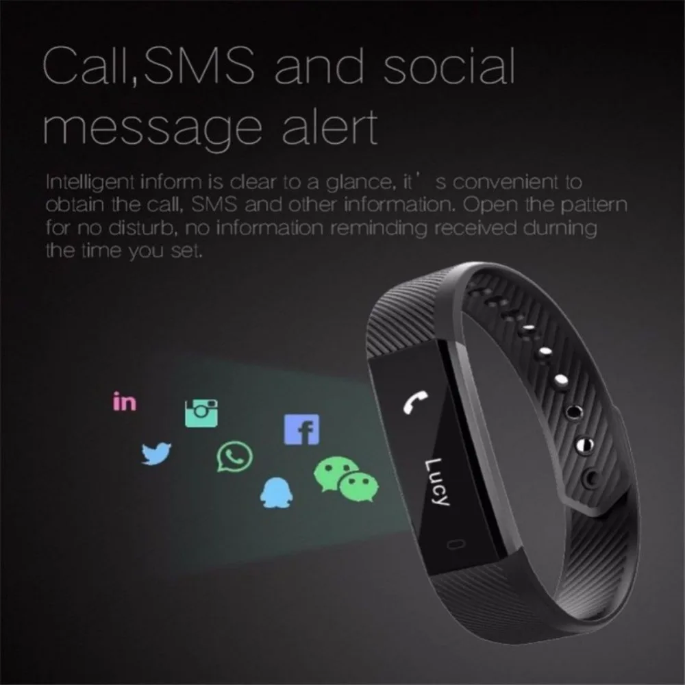 ID115 Smart Bracelet Fitness Tracker Wristband Pedometer Compatible Smartband Waterproof Sleep Monitor Wrist Watch |