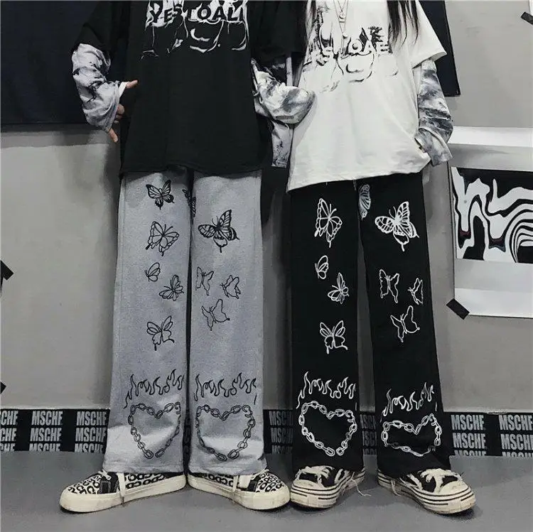 

women pants streetwear gothic oversize Wide Leg Trousers Casual Hip-hop y2k harajuku femme pantalon vintage dark pant aesthetic