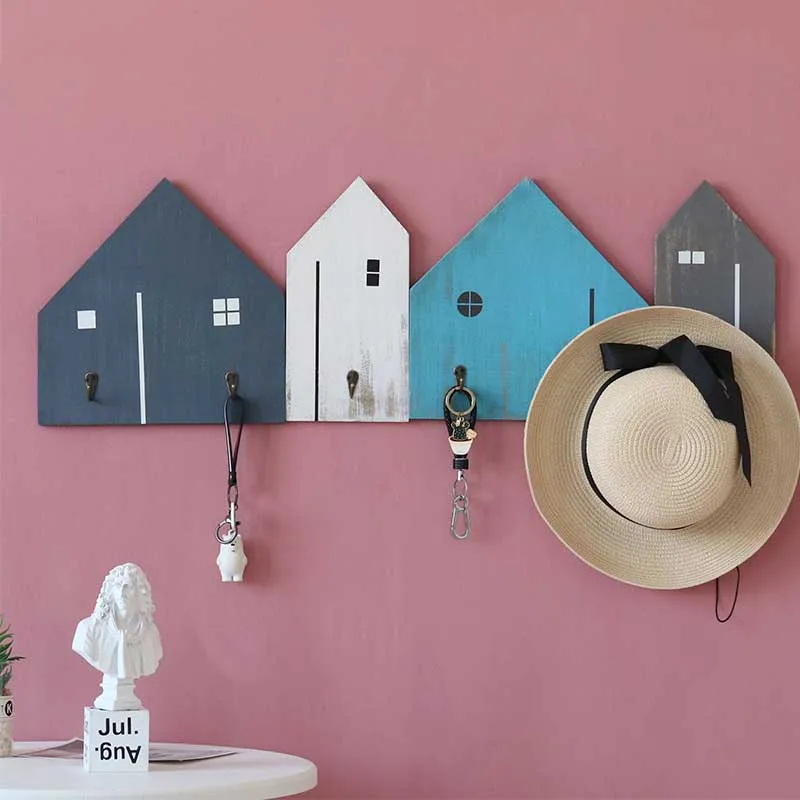 Компактный домашний настенный стеллаж для хранения с крючком винтажная