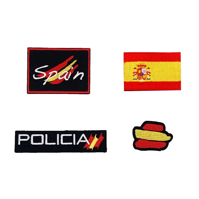 

spain policia flag iron on hook backing embroidered biker motorcycle patches for vest jeans uniform