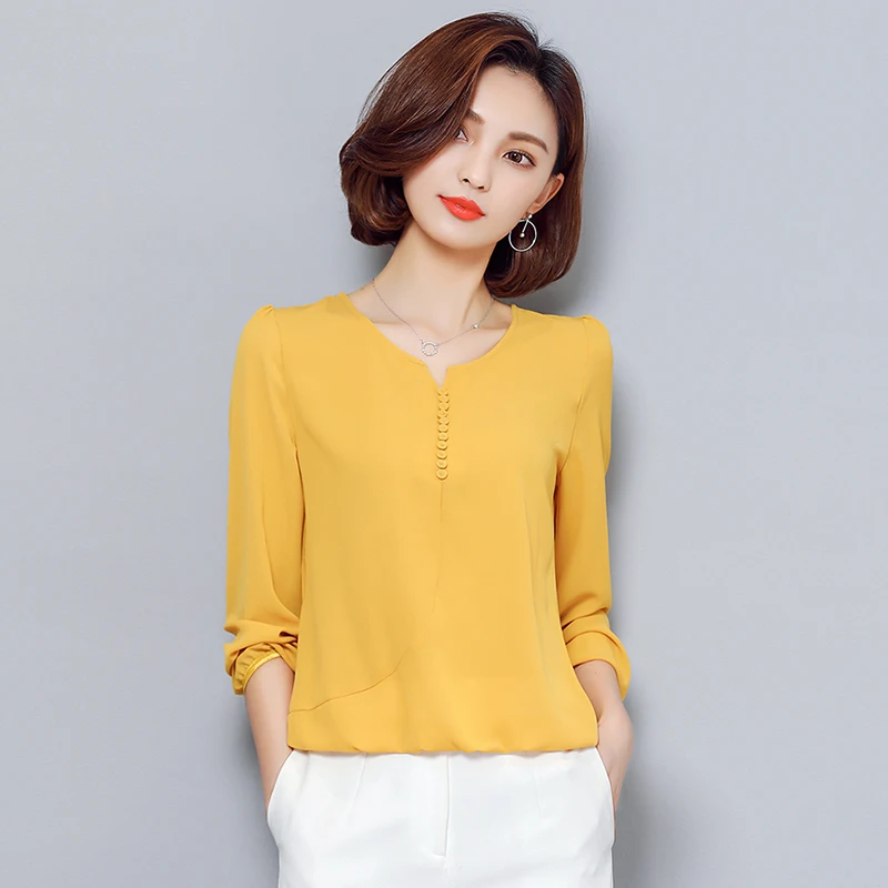 20201New Сезон весна осень Женская блузка рубашки с длинными рукавами размера плюс 4XL