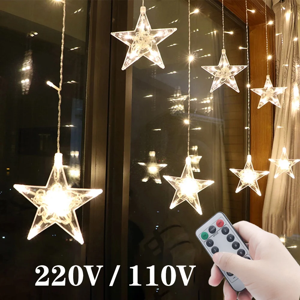 

Star String Lights LED Christmas Garland Fairy Curtain light 2.5M Outdoor Indoor For Bedroom Home Party Wedding Ramadan Decor