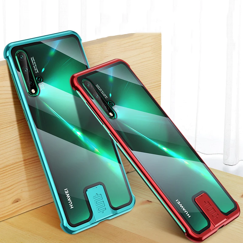 

Case For Huawei Nova 5/ Pro 9h Hardness Clear Tempered Glass & Aluminum Metal Slide Case Cover For Huawei Nova5 Pro Hard Cases