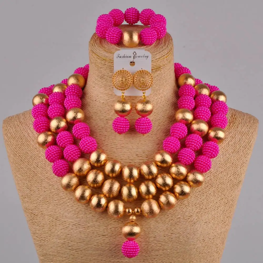 Персиковый комплект ювелирных изделий в африканском стиле ожерелье с
