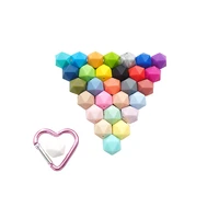 chenkai 100pcs 14mm silicone icosahedron teether beads baby geometric bead for diy baby teether necklace or bracelet accessories