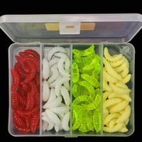 100pcs promotion 4 colors maggot grub soft fishing lure hooks smell worms glow shrimps fish lures worm silicone soft bait tool