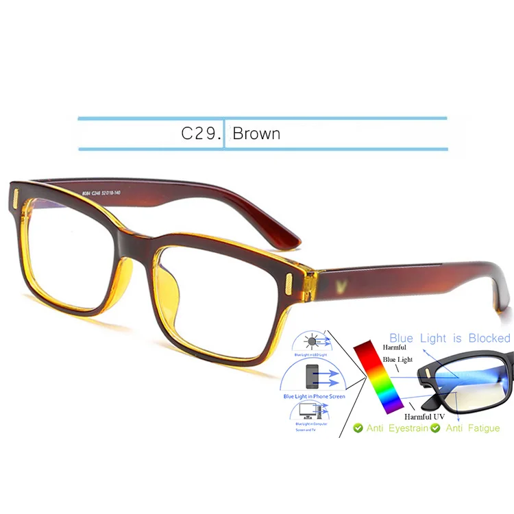 Brown-Clear IVSTA, синий светильник, очки, компьютерная игровая оправа, для мужчин, анти-Синие лучи, блокировка, по рецепту, близорукость, поляризованные солнцезащитные очки, ночной ботаник - Цвет оправы: Brown-Clear