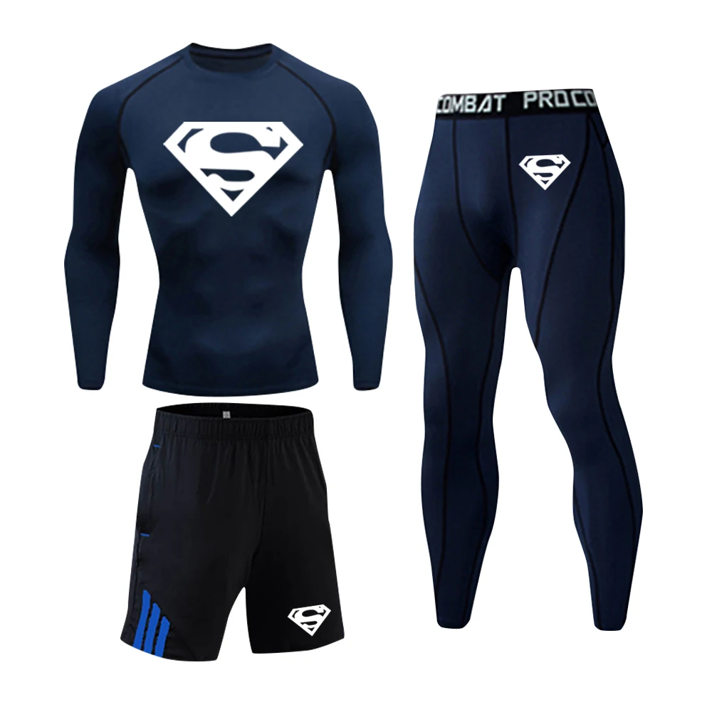 

Brand Men's Sports Tracksuit Set Quick Dry Plus Size Fitness Sportswear Suit Male Gym Elastic Workout Running Clothes T-Shirt