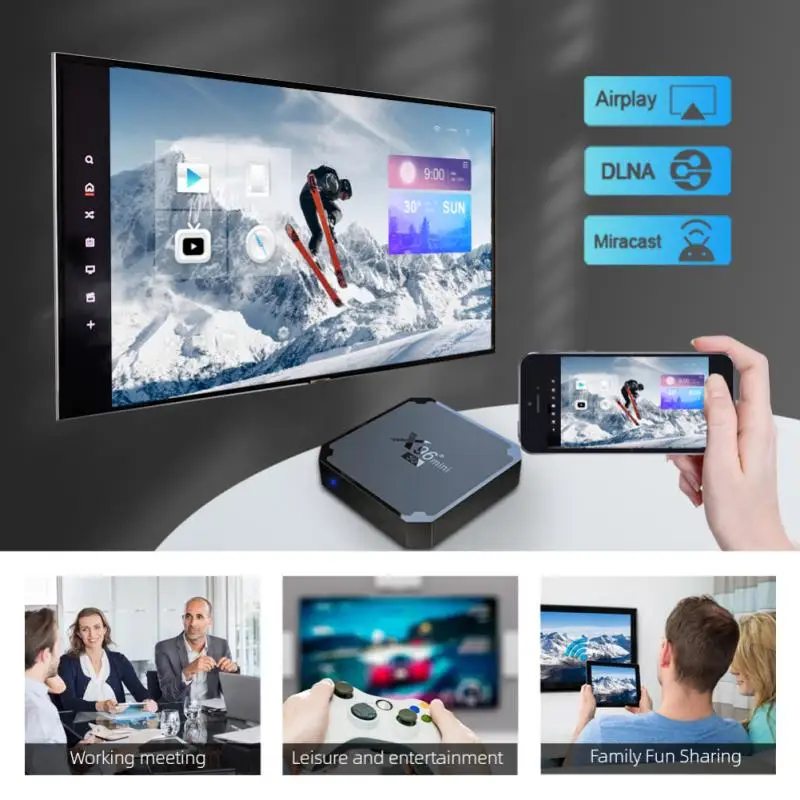 

X96mini Новый Android 9,0 X96 Mini Smart TV BOX S905W4 четырехъядерный поддержка 5G + 2,4G WiFi беспроводной Wi-Fi медиа-бокс телеприставка