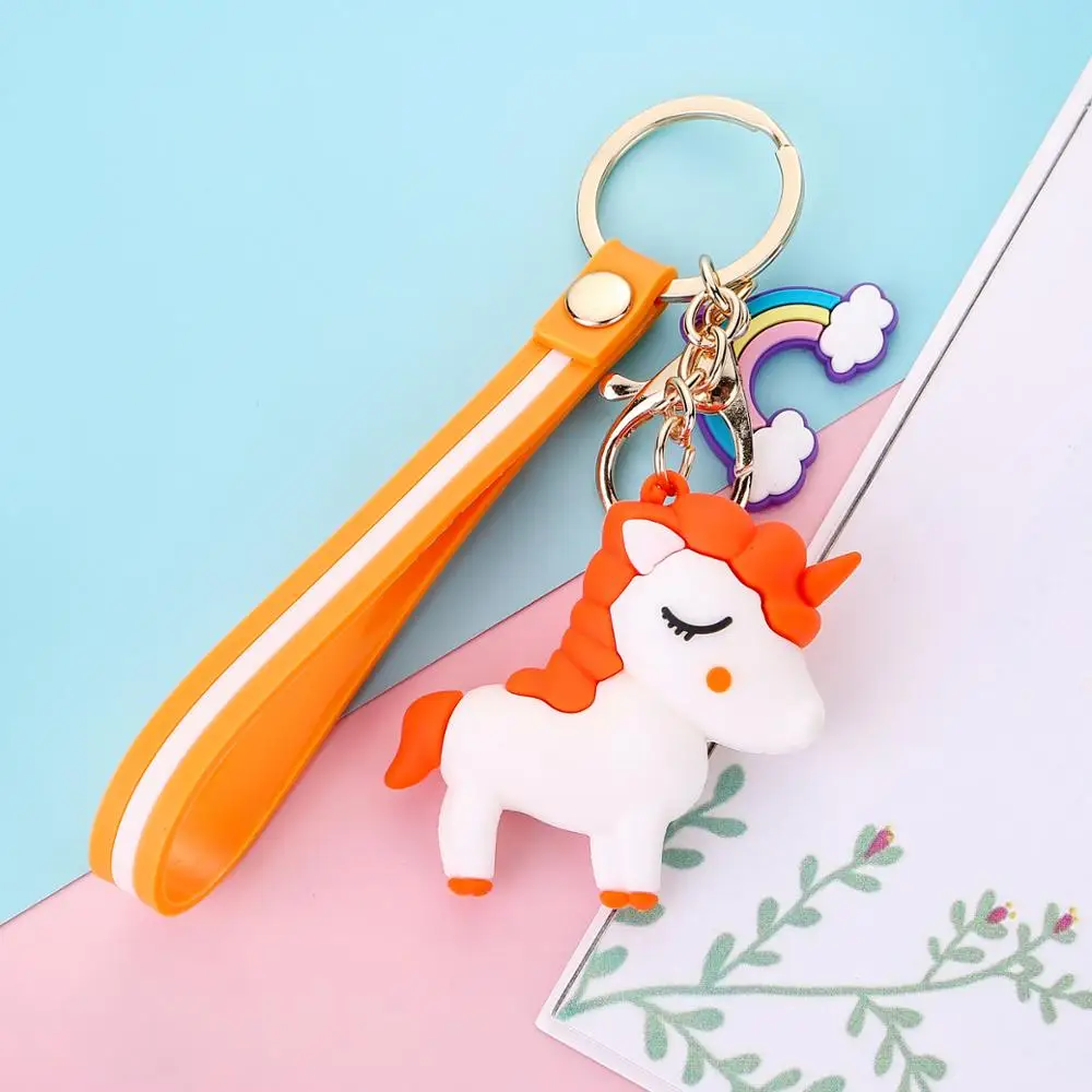 2020 милый Радужный брелок с единорогом мультяшный силиконовый животный