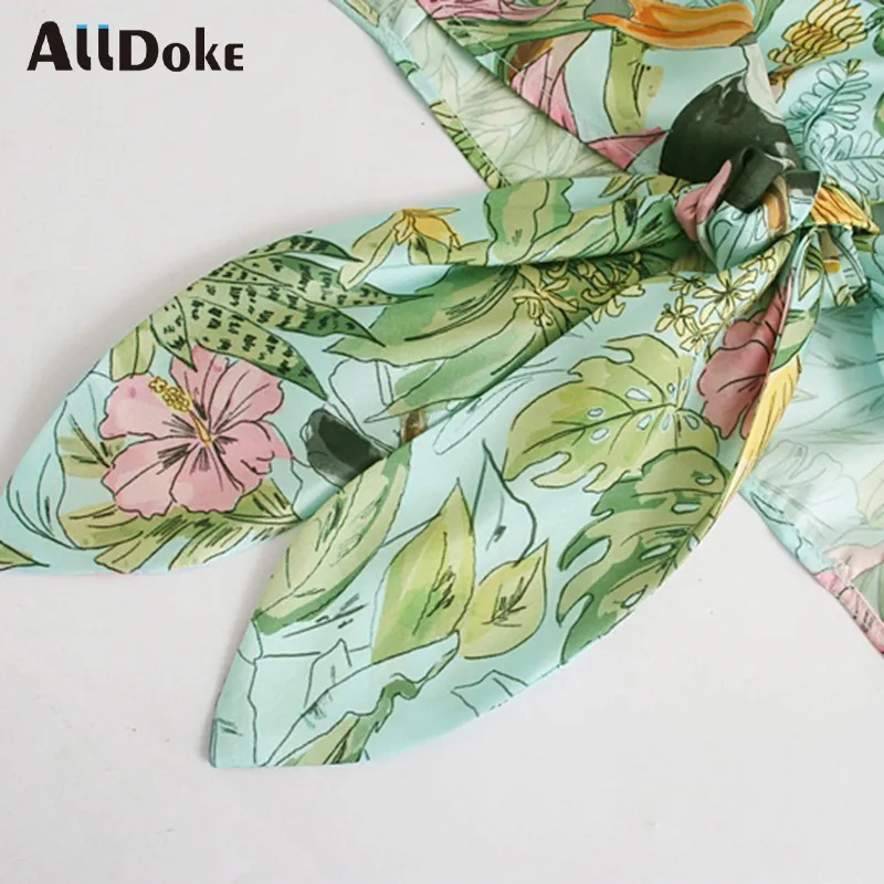 

ALLDOKE vintage floral print blouse women summer deep v neck long sleeve tops shirt boho button bow casual ladies blouses blusas