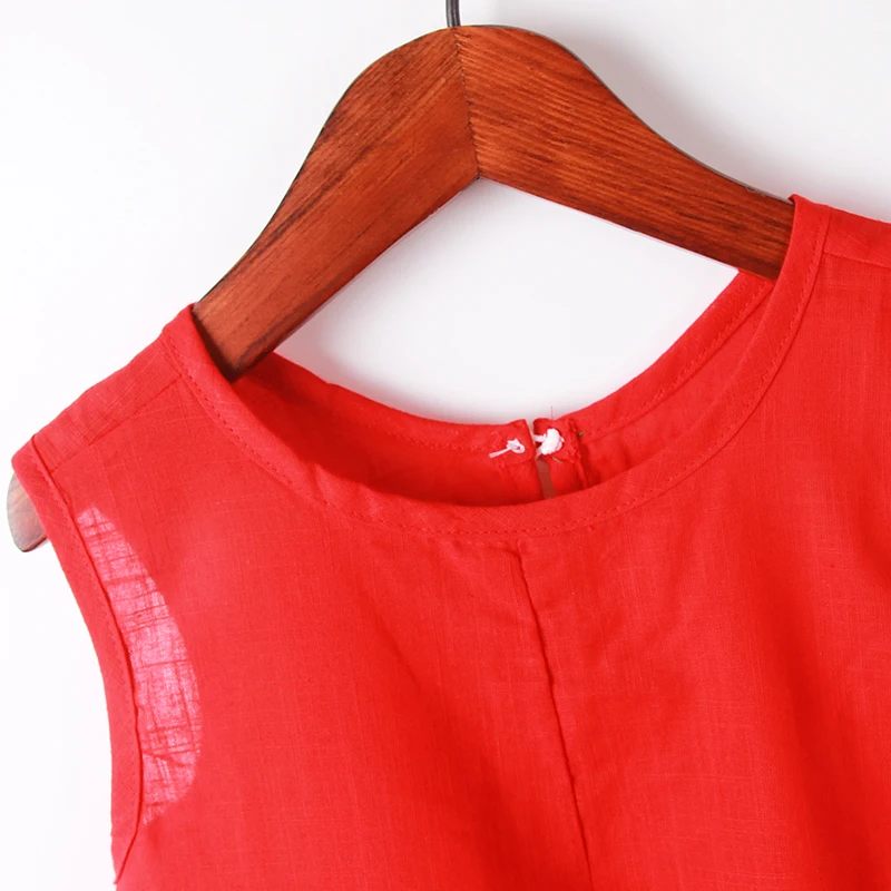 2021 Summer Girls Dresses Cotton Vest 2-11Y Cat Print Style Color Green Red For Kids | Детская одежда и обувь