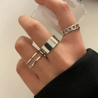 new boho gold silver color chain rings set wedding resin ring for women punk geoemtric multilayer finger ring jewelry ring set