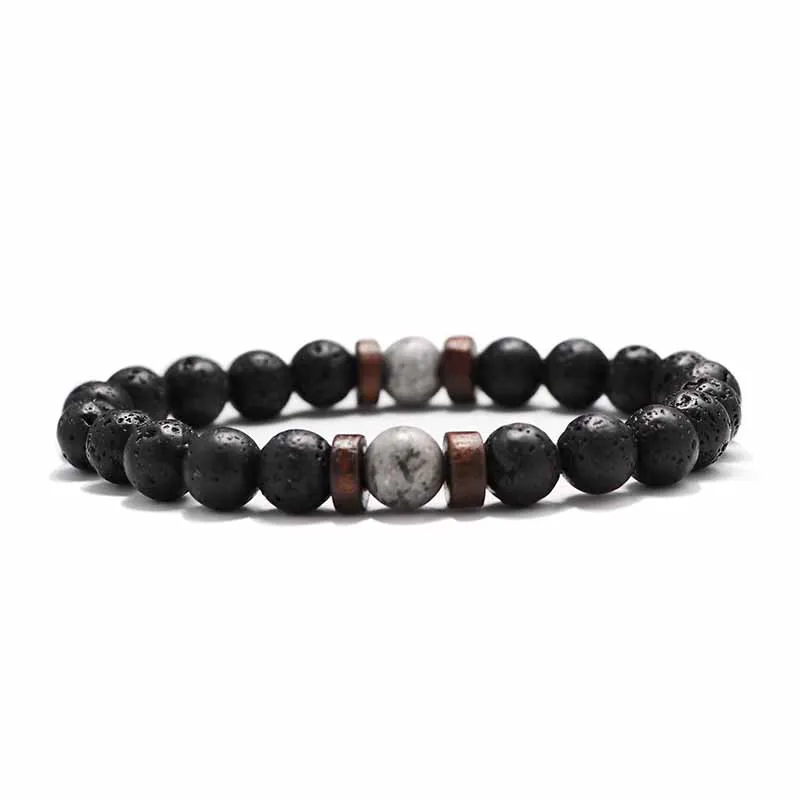 Мужской браслет, натуральная бусинка из лунного камня, тибетский Будда, браслет, чакра, лава, рассеивающий камень, браслеты, мужские ювелирные изделия, подарок, Прямая поставка