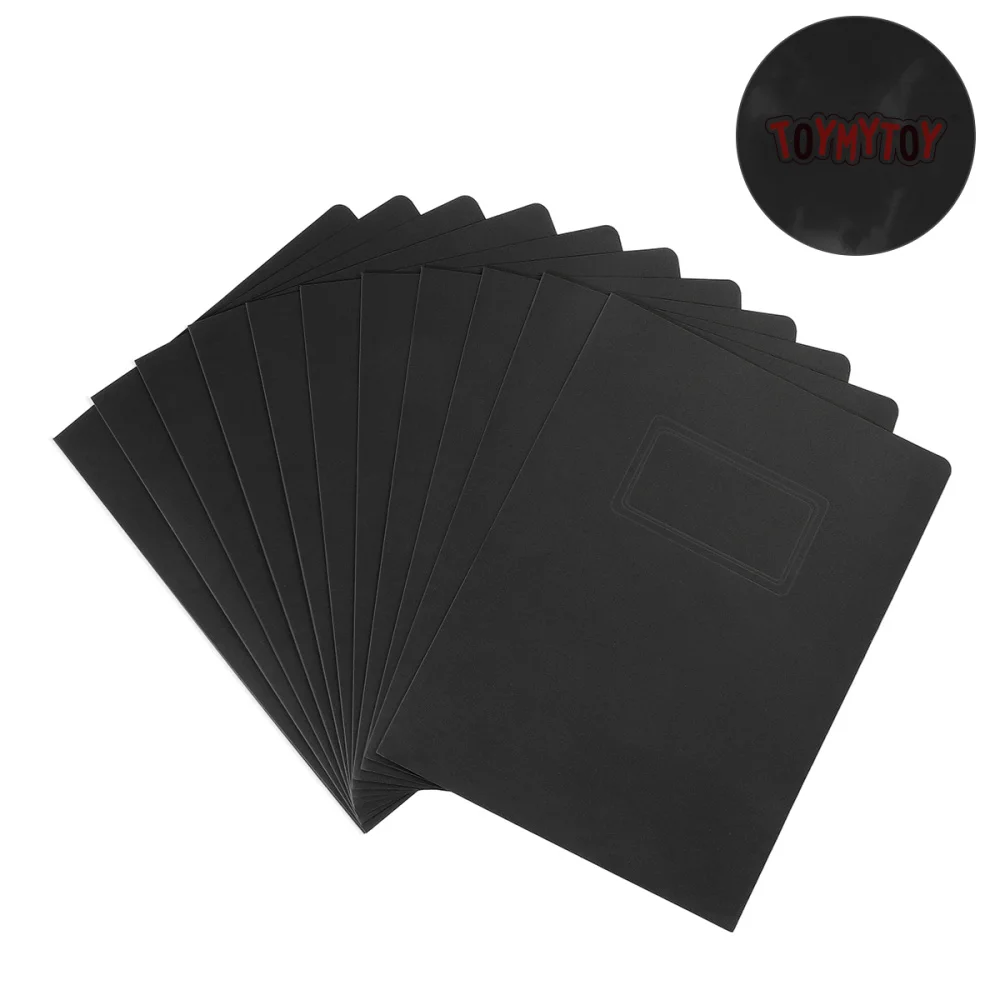 

12PCS A4 2Pockets Kraft Paper File Folder Holder Document Folder Office Project File Presentation Folder (Black)
