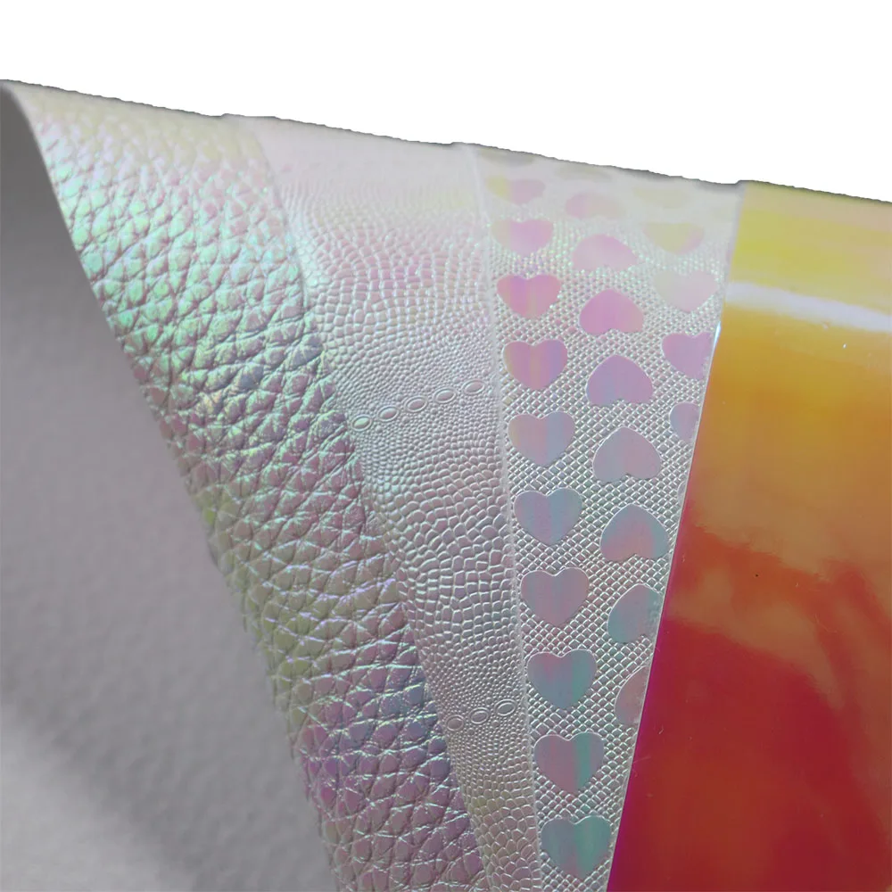 Рулон 30x134 см переливающаяся голографическая ткань розового цвета искусственная