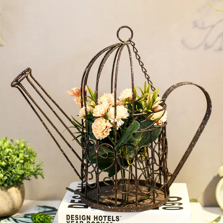 Висячая корзина винтажный балкон в деревенском стиле окно кованого железа