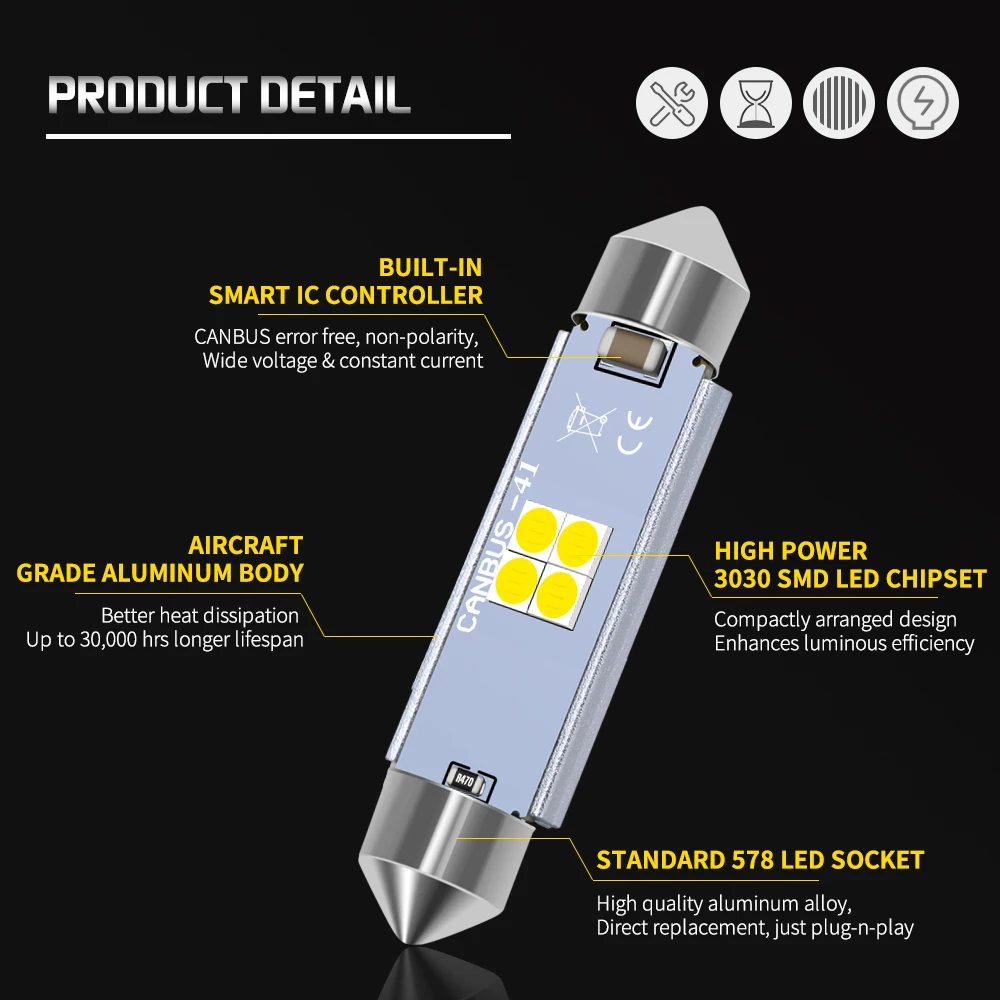 2x C5W LED CANBUS лампа гирлянда 31 мм 36 41 интерьер автомобиля огни для Volkswagen VW Golf 4 5 6 7 Passat