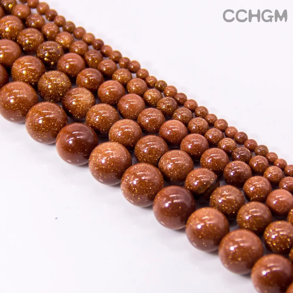 Высокое качество оптовая продажа натуральный золотой песок камень кварц бусины